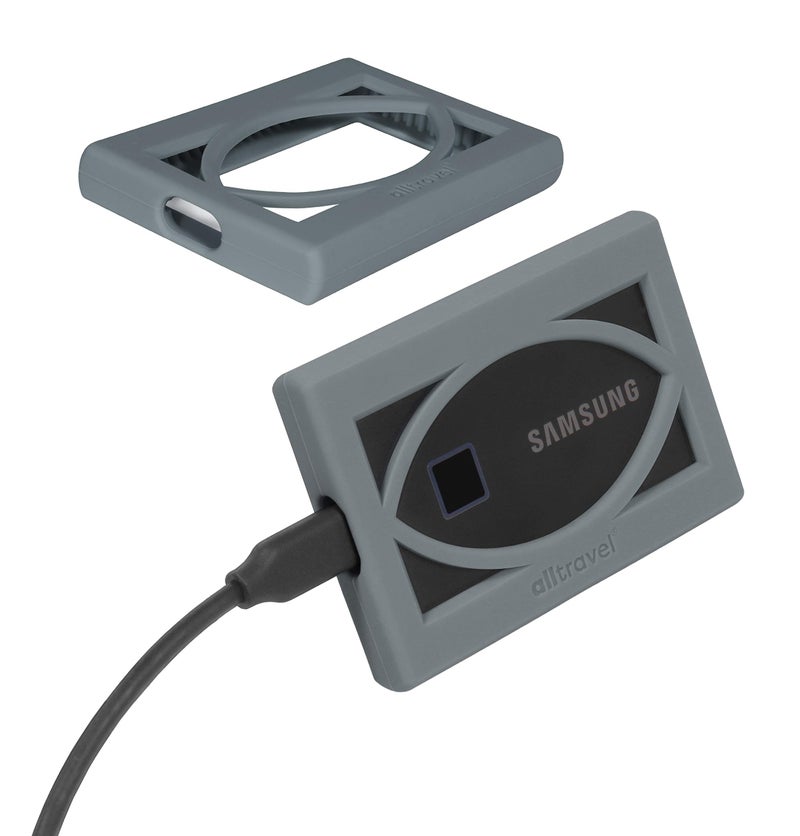Alltravel غلاف سيليكون واقي لجميع رحلاتك لجهاز سامسونج T7، T7 توتش SSD محمول - 1TB، 2TB، 500GB - محركات أقراص صلبة خارجية USB 3.2 (رمادي) - Image 1